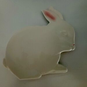 White Ceramic Easter Bunny Trinket Dish Candy plate decoration party